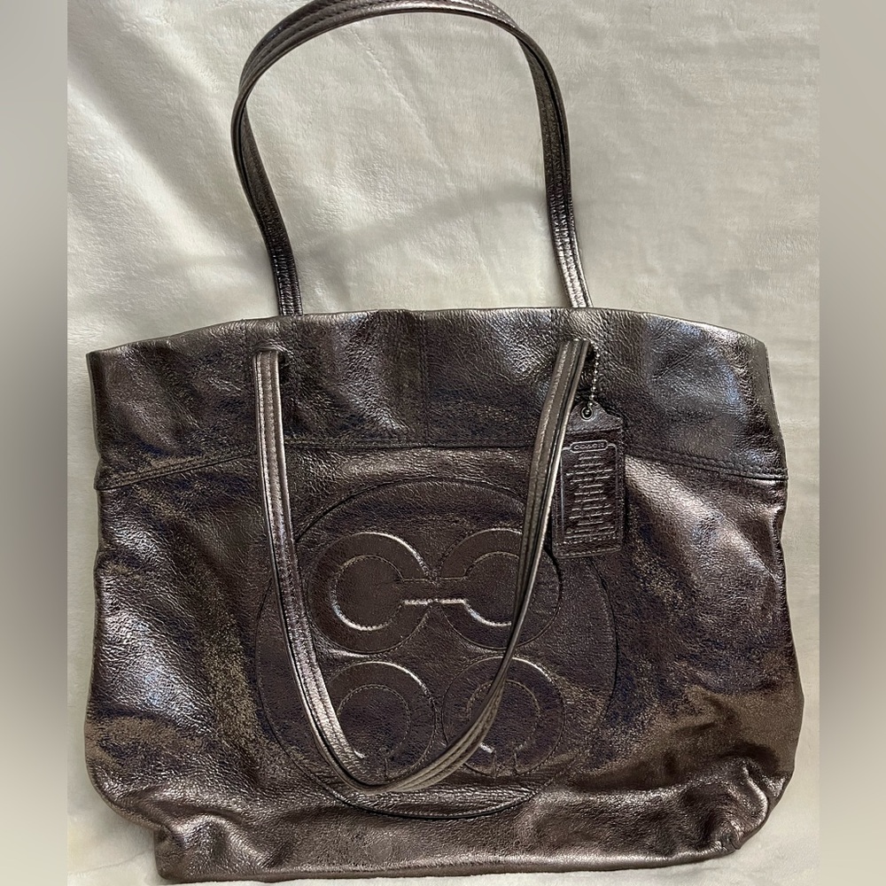 Coach gunmetal tote